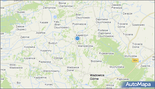 mapa Wampierzów, Wampierzów na mapie Targeo